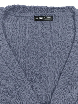 Moosta cardigan casual suelto de unicolor de manga larga con lazada delante para mujer, otono/invierno