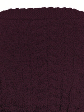Moosta cardigan informal de manga de globo con nudo delantero de unicolor para otono/invierno