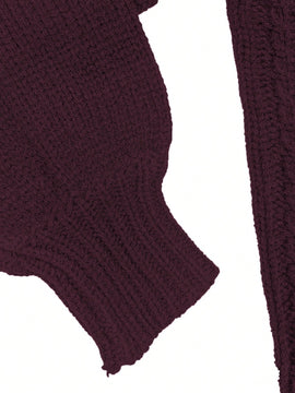 Moosta cardigan informal de manga de globo con nudo delantero de unicolor para otono/invierno