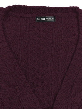 Moosta cardigan informal de manga de globo con nudo delantero de unicolor para otono/invierno