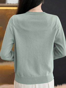 Essnce cardigan suelto y casual de mujer de un solo abotonado, de color liso, manga larga, para otono/invierno