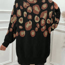 Lune cardigan informal para mujer de botones delanteros con bolsillos dobles y estampado de leopardo, para otono/invierno