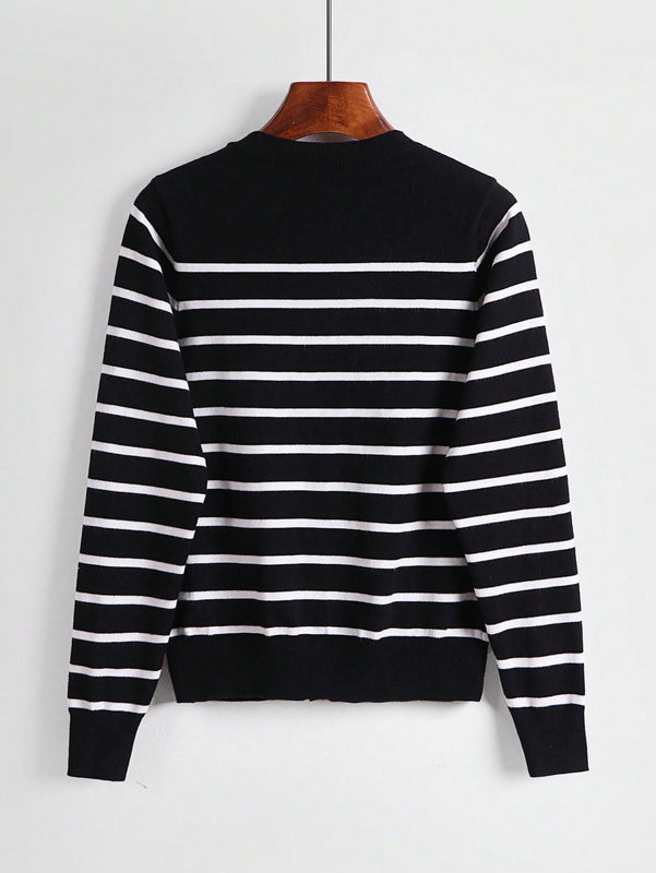 Essnce cardigan suelto y casual de mujer de un solo abotonado, de color liso, manga larga, para otono/invierno