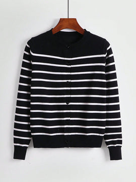 Essnce cardigan suelto y casual de mujer de un solo abotonado, de color liso, manga larga, para otono/invierno