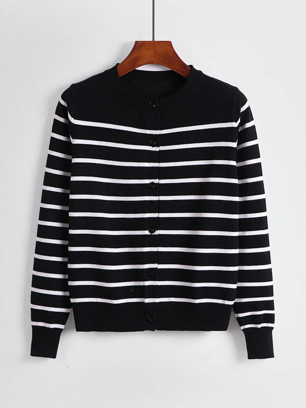 Essnce cardigan suelto y casual de mujer de un solo abotonado, de color liso, manga larga, para otono/invierno