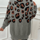 Lune cardigan informal para mujer de botones delanteros con bolsillos dobles y estampado de leopardo, para otono/invierno