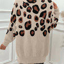 Lune cardigan informal para mujer de botones delanteros con bolsillos dobles y estampado de leopardo, para otono/invierno