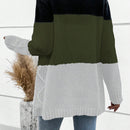 Lune cardigan con parches de colores contrastantes, informal y de moda para uso diario