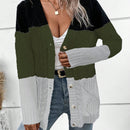 Lune cardigan con parches de colores contrastantes, informal y de moda para uso diario