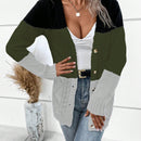 Lune cardigan con parches de colores contrastantes, informal y de moda para uso diario