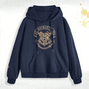 Harry potter | romwe sudadera con capucha de mujer informal, de gran tamano, con bolsillo tipo canguro, estampado de letras y insignias de animales, y cordon ajustable