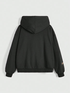 Harry potter | romwe sudadera con capucha de mujer informal, de gran tamano, con bolsillo tipo canguro, estampado de letras y insignias de animales, y cordon ajustable