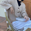 Lune cardigan suelto, de hombro caido, de unicolor, para mujer, para otono/invierno