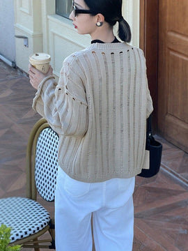 Lune cardigan suelto, de hombro caido, de unicolor, para mujer, para otono/invierno