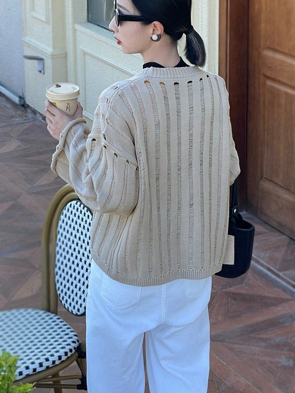 Lune cardigan suelto, de hombro caido, de unicolor, para mujer, para otono/invierno