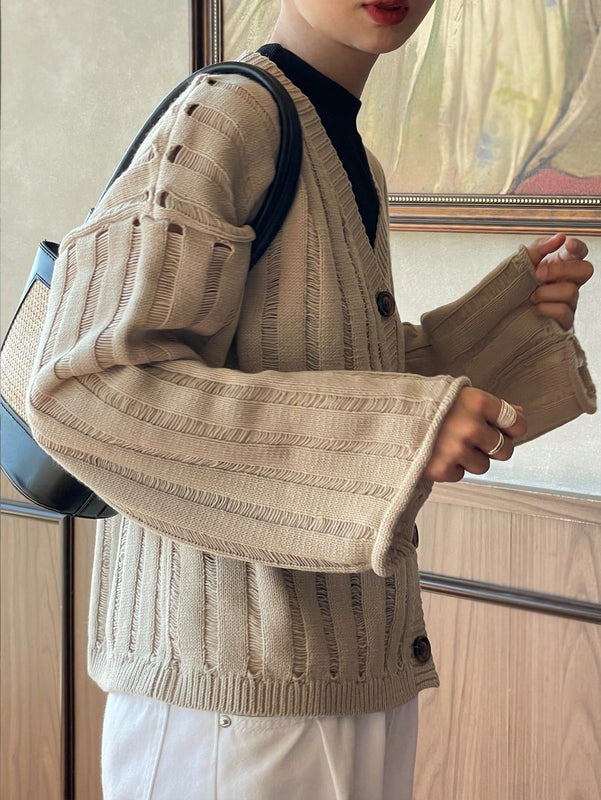 Lune cardigan suelto, de hombro caido, de unicolor, para mujer, para otono/invierno