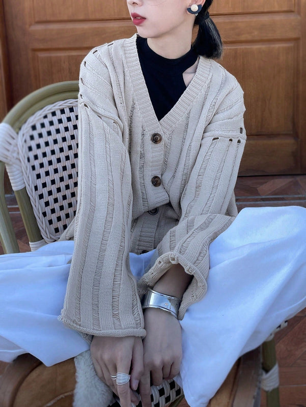 Lune cardigan suelto, de hombro caido, de unicolor, para mujer, para otono/invierno