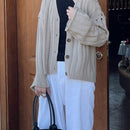 Lune cardigan suelto, de hombro caido, de unicolor, para mujer, para otono/invierno