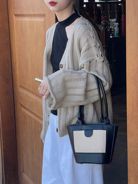 Lune cardigan suelto, de hombro caido, de unicolor, para mujer, para otono/invierno