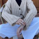 Lune cardigan suelto, de hombro caido, de unicolor, para mujer, para otono/invierno