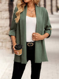 Emery rose cardigan casual con frente abierto y mangas enrollables