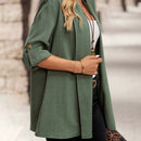 Emery rose cardigan casual con frente abierto y mangas enrollables