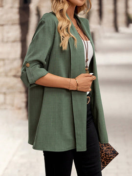 Emery rose cardigan casual con frente abierto y mangas enrollables