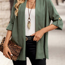 Emery rose cardigan casual con frente abierto y mangas enrollables