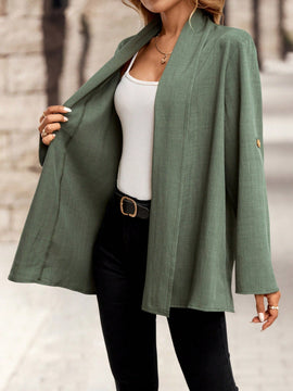 Emery rose cardigan casual con frente abierto y mangas enrollables