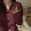 Dazy cardigan informal de mujer con decoracion de lazos, otono