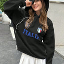 Ezwear sudadera holgada con capucha de estilo deportivo minimalista casual con patron de letra de mexico, para mujer, otono/invierno