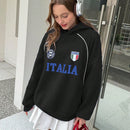 Ezwear sudadera holgada con capucha de estilo deportivo minimalista casual con patron de letra de mexico, para mujer, otono/invierno