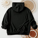 Ezwear sudadera con capucha de ajuste holgado y gruesa con estampado minimalista "feliz ano nuevo" de color rojo casual para mujer