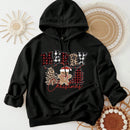 Ezwear sudadera con capucha de ajuste holgado y gruesa con estampado minimalista "feliz ano nuevo" de color rojo casual para mujer