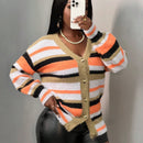 Slayr cardigan de punto con bloque de color y letras de estilo minimalista y casual