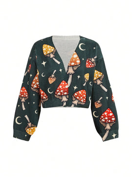 Thisuniquevibe cardigan informal para mujer con estampado de setas verdes lindas, apropiado para otono e invierno, vacaciones, ano nuevo, accion de gracias