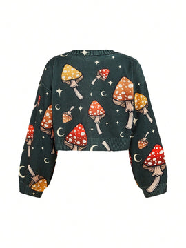Thisuniquevibe cardigan informal para mujer con estampado de setas verdes lindas, apropiado para otono e invierno, vacaciones, ano nuevo, accion de gracias