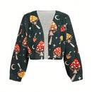 Thisuniquevibe cardigan informal para mujer con estampado de setas verdes lindas, apropiado para otono e invierno, vacaciones, ano nuevo, accion de gracias