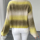 Relaxiva cardigan de punto con botones delanteros, manga larga, de color ombre, hecho de un hilado jaspeado y tejido de nervio