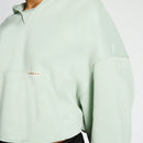 Sumwon women sudadera con capucha corta, de mangas completas, de bordes crudos y con forma de caja