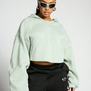 Sumwon women sudadera con capucha corta, de mangas completas, de bordes crudos y con forma de caja