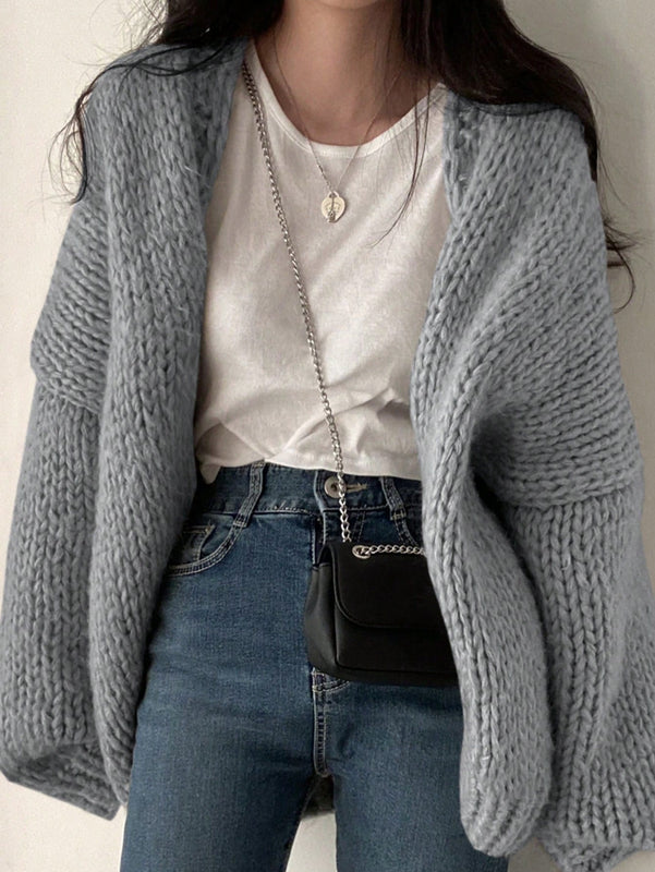 Dazy cardigan casual diario de mujer de corte holgado con hombros caidos y abertura frontal, para otono/invierno