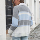 Anna-kaci cardigan con botones de bloques de color, de mangas largas y bolsillos delanteros