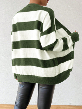 Essnce nueva moda sueter de lana de imitacion de vison con rayas para mujer, otono/invierno