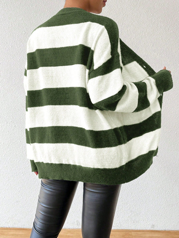 Essnce nueva moda sueter de lana de imitacion de vison con rayas para mujer, otono/invierno