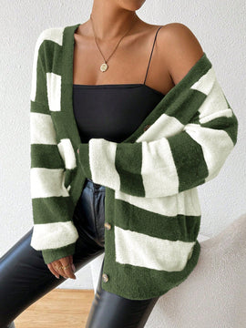 Essnce nueva moda sueter de lana de imitacion de vison con rayas para mujer, otono/invierno