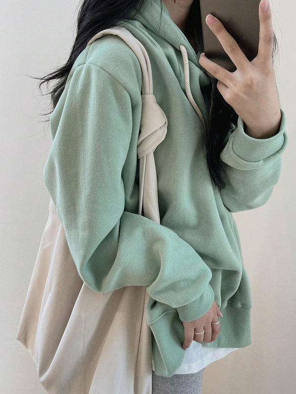 Dazy sudadera con capucha para mujer, de corte holgado, de unicolor