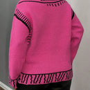 Slayr cardigan de punto con bloque de color y letras de estilo minimalista y casual