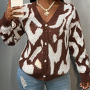 Slayr cardigan de punto con bloque de color y letras de estilo minimalista y casual