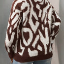 Slayr cardigan de punto con bloque de color y letras de estilo minimalista y casual